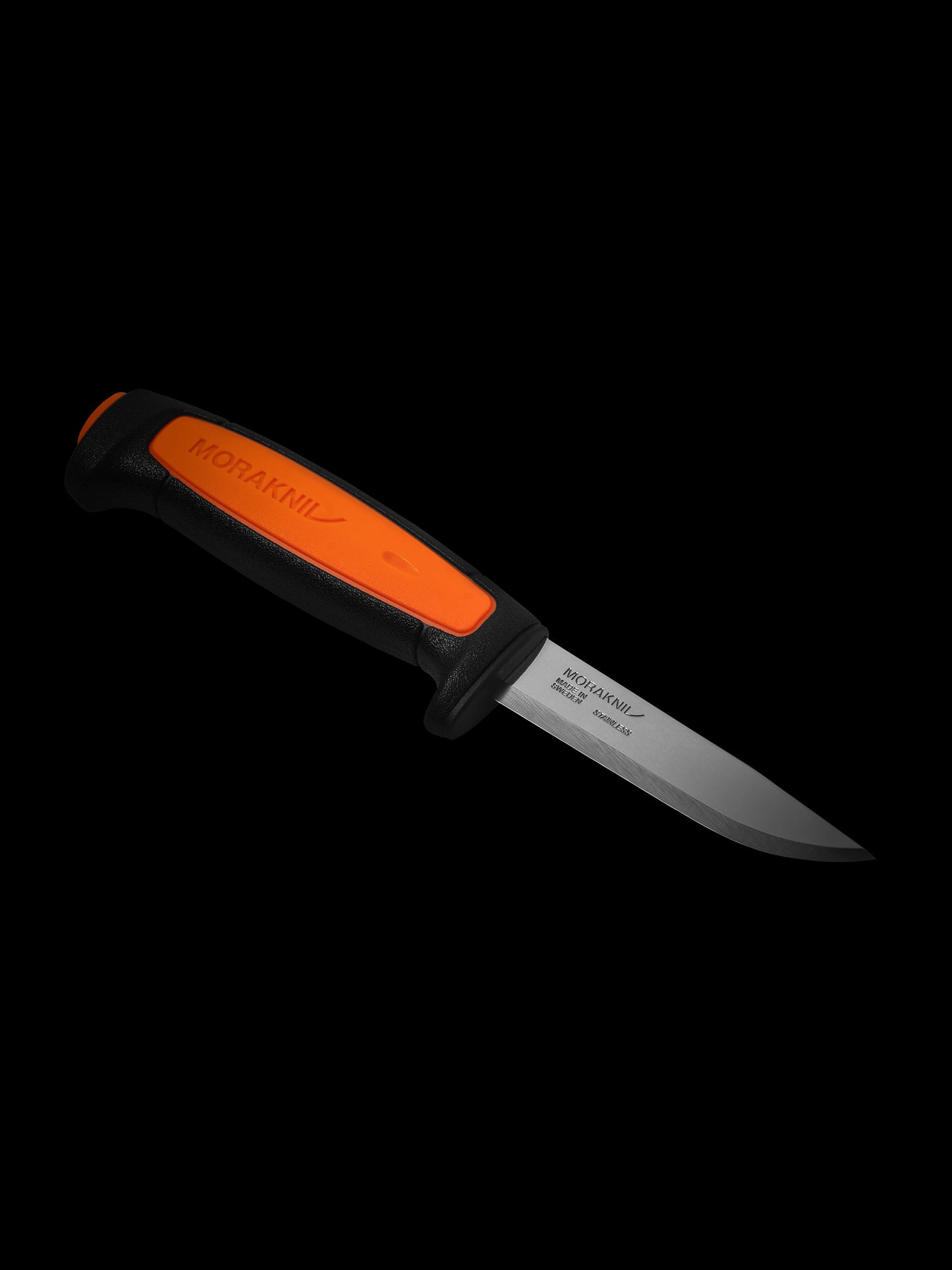 Mora 547 Stainless Blade Knife with Black and Orange Synthetic Handle