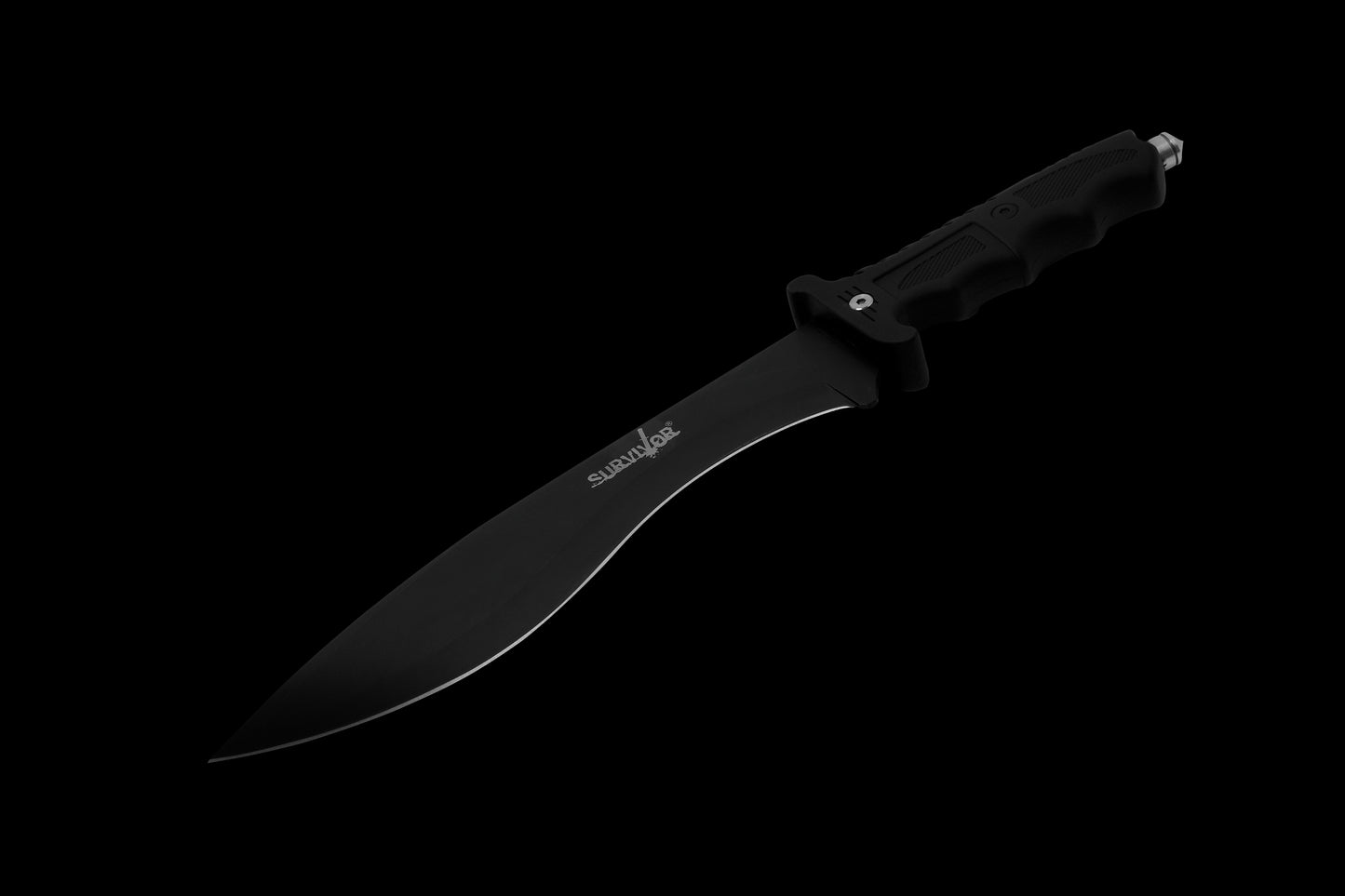 Survivor HK-717 Outdoor Fixed Blade Knife, Black Bowie Blade, Black Handle, 15-Inch Overall