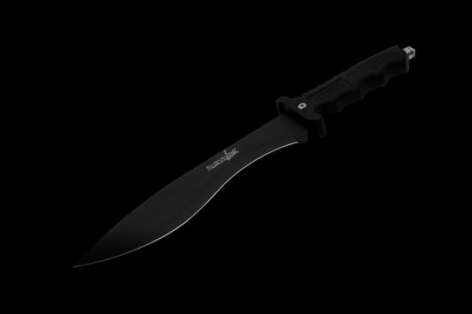 Survivor HK-717 Outdoor Fixed Blade Knife, Black Bowie Blade, Black Handle, 15-Inch Overall