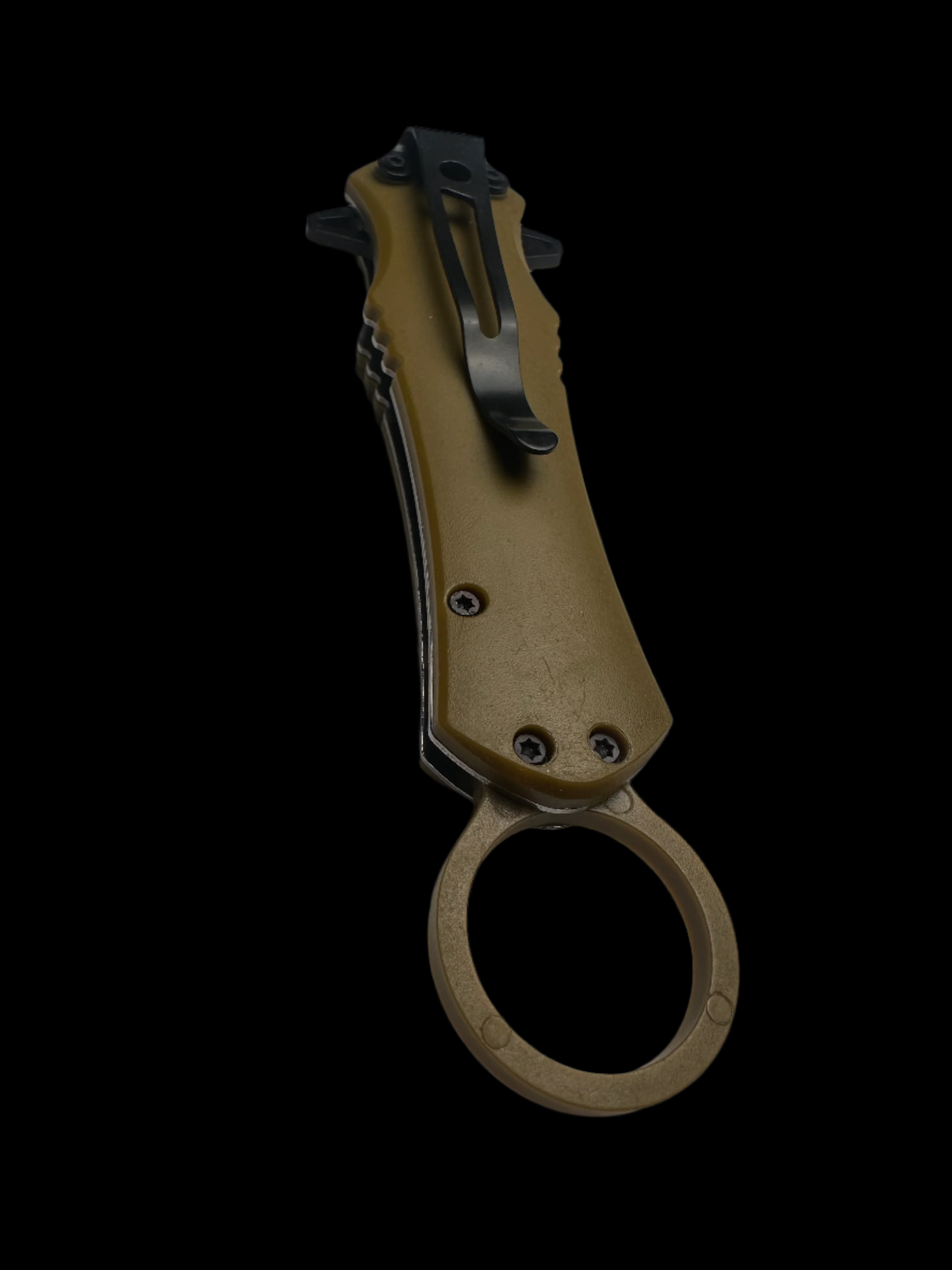Tan Folding Knife with Clip