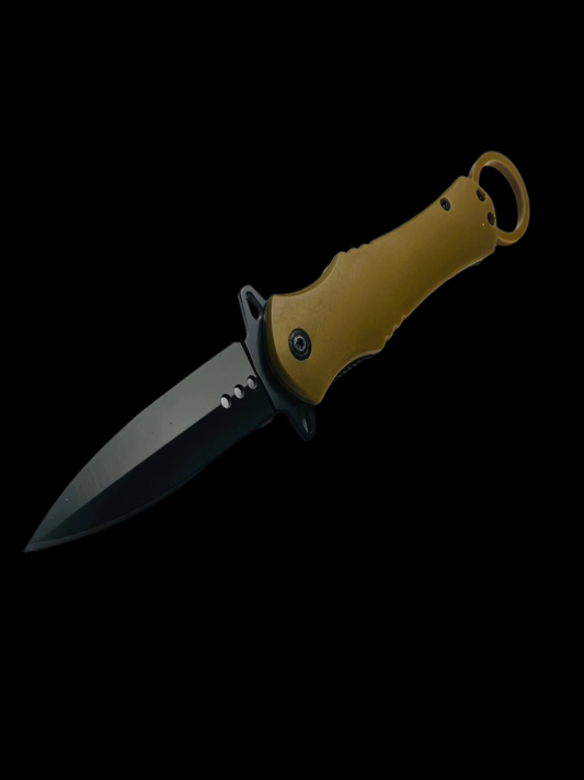 Tan Folding Knife with Clip